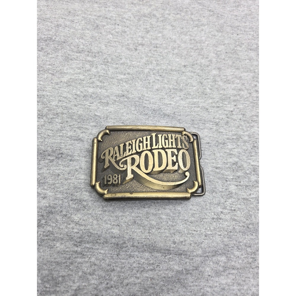 Vintage 1981 Raleigh Lights Brass Rodeo Belt Buckle Advertising Tobacco